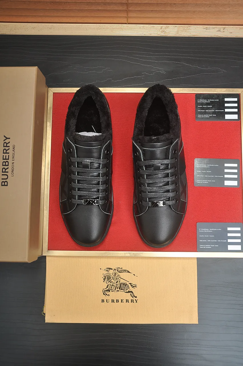 Men's shoes 💰480💶【Burberry】(wool lining) classic low-top sneakers｜Imported cowhide with classic plaid fabric｜wool lining｜original outsole｜fine workmanship and comfortable to wear Size: 38-44 (customized at 45)